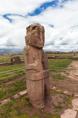 Monolite el fraile . Tempio di Kalasasaya, Tiwanaku , Bolivia