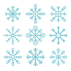 set of vector snowflakes. flat icons