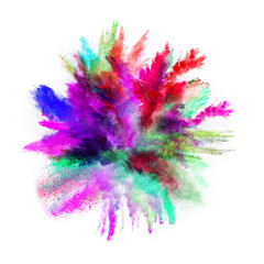Obraz na płótnie Canvas Launched colorful powder on black background