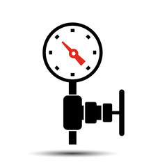 gauge. The instrument measures the pressure in the pipe icon. vector illustration