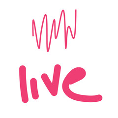 vector illustration of pink cardiogram with word life on white background