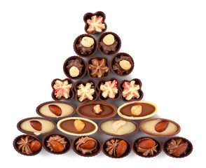 Chocolate sweets isolated on white