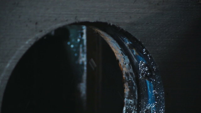 Industrial machining cutting blank detail by saw