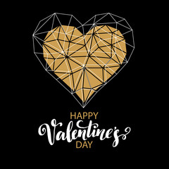 Valentines day love greeting card with geometric heart shape. Vector illustration