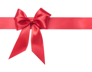 Red bow on white background.