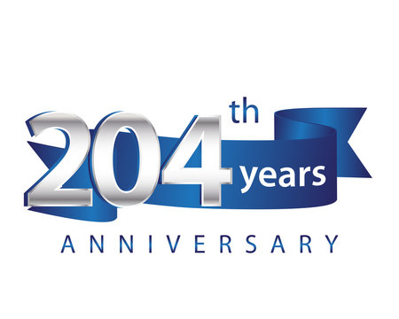 204 Years Anniversary Logo Blue Ribbon