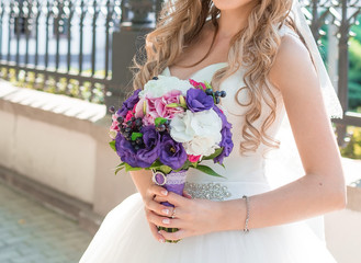 young beautiful bride on the nature