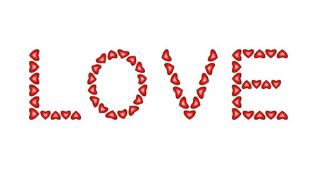 Word Love made from hearts