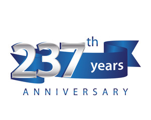 237 Years Anniversary Logo Blue Ribbon