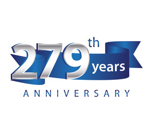 279 Years Anniversary Logo Blue Ribbon