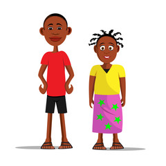 cartoon vector illustration of a brother and sister