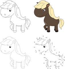 Cartoon horse. Vector illustration. Dot to dot game for kids