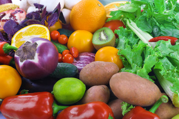 Colourful fruit and vegetable background