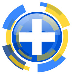 Obraz premium plus blue yellow glossy web icon