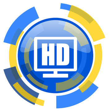 hd display blue yellow glossy web icon