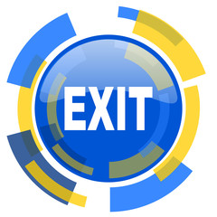exit blue yellow glossy web icon