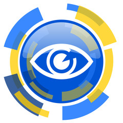 eye blue yellow glossy web icon
