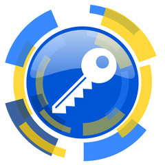 key blue yellow glossy web icon