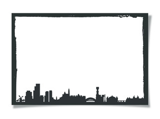 Grunge Photo Frame With Silhouette of Amsterdam