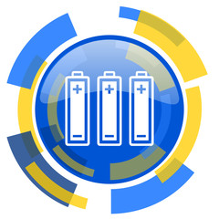 battery blue yellow glossy web icon