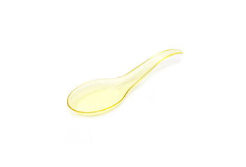 plastic spoon with colored plastic for canapes and molecular cuisine