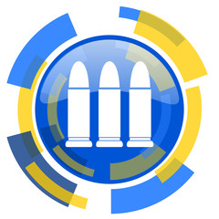 ammunition blue yellow glossy web icon