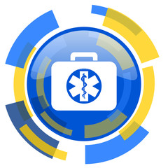 rescue kit blue yellow glossy web icon