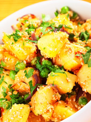 Potatos with sesame and cilantro