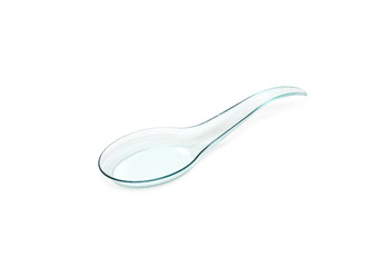 plastic spoon with colored plastic for canapes and molecular cuisine