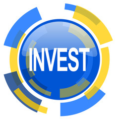 nvest blue yellow glossy web icon