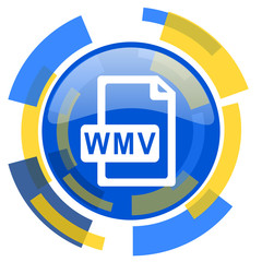 wmv file blue yellow glossy web icon