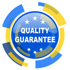 quality guarantee blue yellow glossy web icon