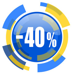 40 percent sale retail blue yellow glossy web icon