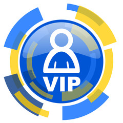 vip blue yellow glossy web icon