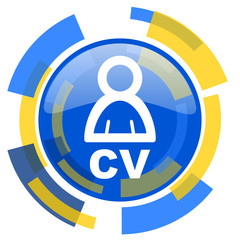 cv blue yellow glossy web icon