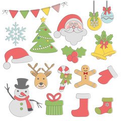 Christmas Icon set holiday collection with outline style