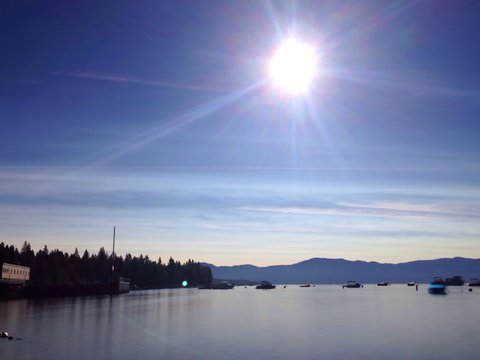 sunny blue skies and icean