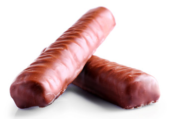 Two chocolate candies, isolated on white