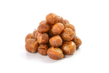 pickled olives on white background
