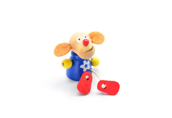 animals toy from wood isolated on white background