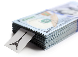 Pack of American dollars, isolated on white. Saving concept