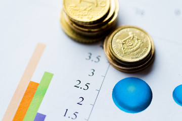 Image of investment, chart and coin