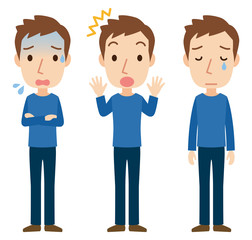 男性　表情　ポーズ　セット