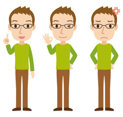 男性　表情　ポーズ　セット