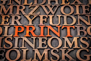 print word abstract in wood type