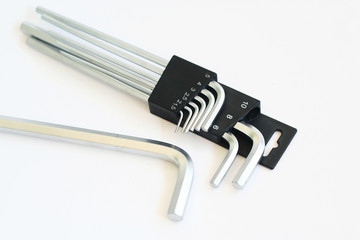 hexagon wrench on white background.
