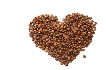 Heart shape made of coffee beans