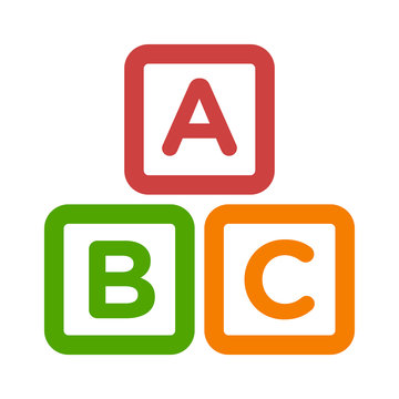 ABC blocks child education line art icon for apps and websites 
