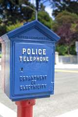 California-United States, July 13, 2014: Unique Compartment for the Police Telephone