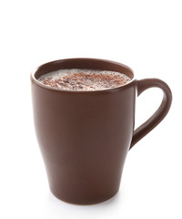 Brown cup of cacao, isolated on white